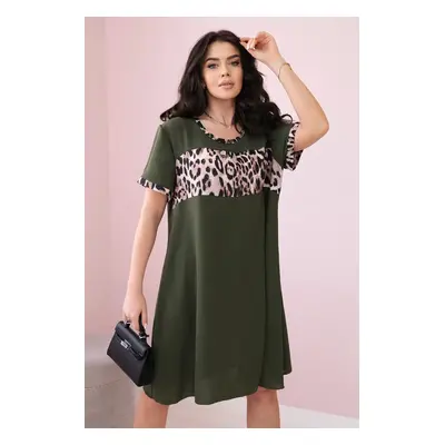 Włoski Leopard print dress khaki