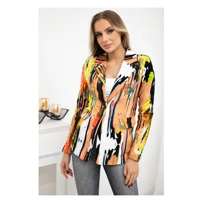 Turecki Printed cotton jacket with a button black+camel