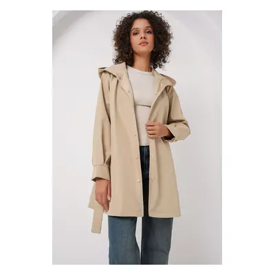 Bigdart Hooded Trench Coat - Beige