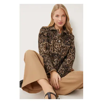 Happiness İstanbul Women's Beige Brown Leopard Patterned Pocket Knitwear Jacket