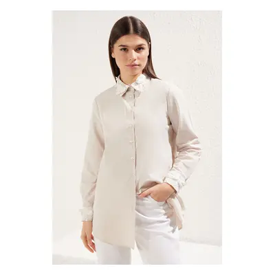 Trendyol Beige Lace Detailed Woven Shirt