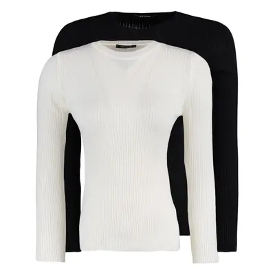 Trendyol Black-White Double Pack Knitwear Sweater