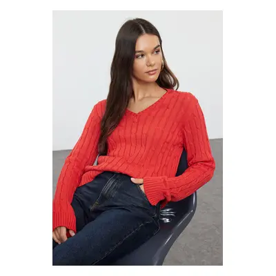 Trendyol Red Basic Cotton Knitwear Sweater