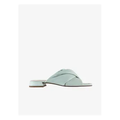 Light blue women's leather slippers on heel Högl Cathryn - Women's