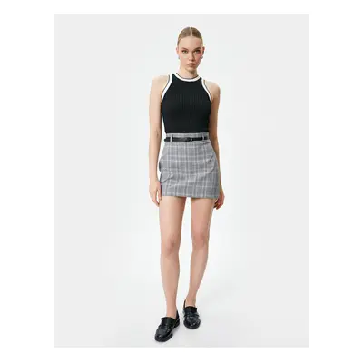 Koton Plaid Mini Skirt with Belt