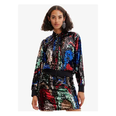 Red and black women's bomber jacket with sequins Desigual Sequin - Women's