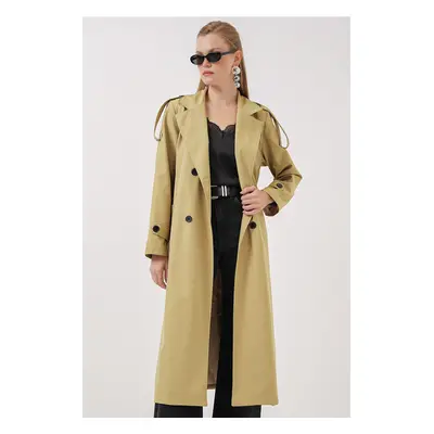 Bigdart Double Breasted Long Trench Coat - Light Khaki