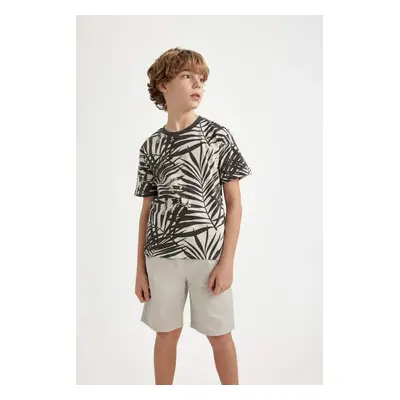 DEFACTO Boy's Crew Neck Printed Short Sleeve T-Shirt