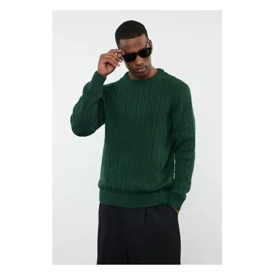 Trendyol Emerald Green Regular Crew Neck Textured Knitwear Sweater