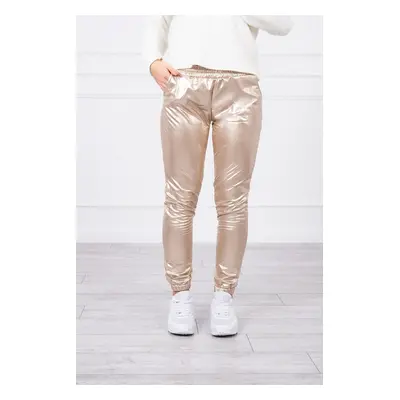 Double-layer trousers with beige velour