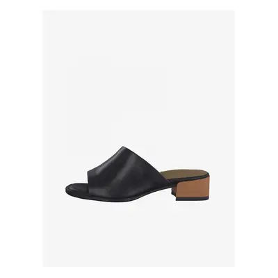 Tamaris Black Leather Heeled Slippers - Women