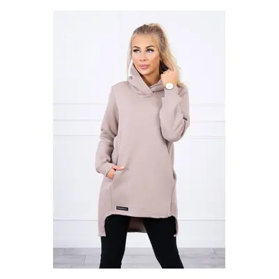 Insulated sweatshirt with a longer back part dark beige