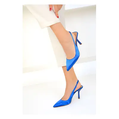 Soho Saks Blue Satin Women's Classic Heeled Shoes