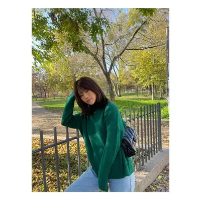 Trendyol Emerald Green Wide Pattern Soft Texture Knitted Sweater