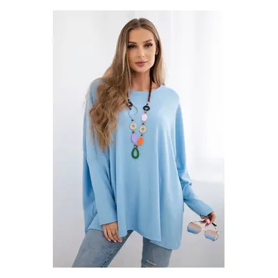 Kesi Włoski Oversize blouse with necklace blue