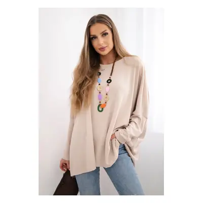 Kesi Włoski Oversize blouse with necklace beige