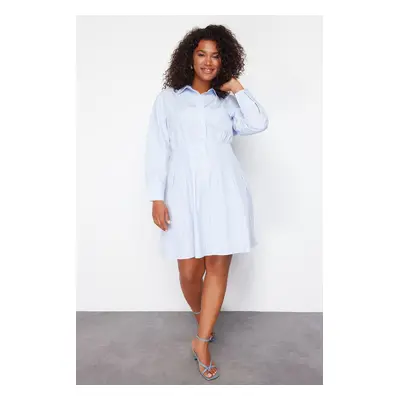 Trendyol Curve Blue Poplin Woven Plus Size Dress