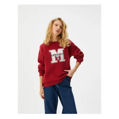 Koton College Oversize Sweatshirt Applique Detailed Crew Neck Long Sleeve