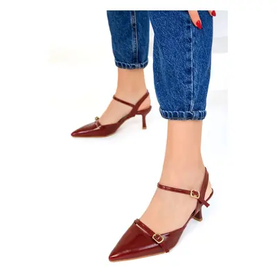 Soho Claret Red Patent Leather Women's Classic Heeled Shoes