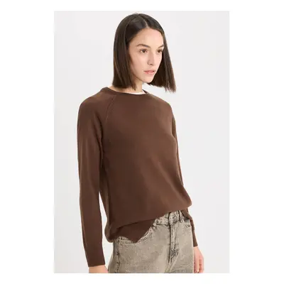 DEFACTO Regular Fit Soft Textured Crew Neck Basic Plain Knitwear Sweater