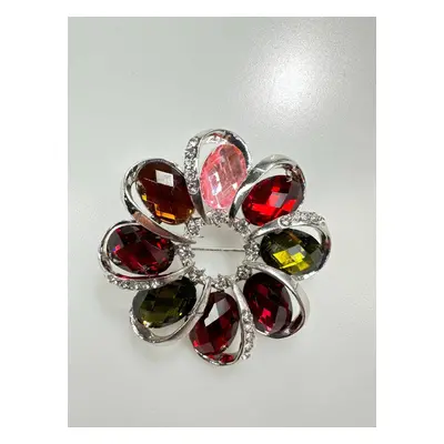 Brooch XZ459-222 silver + multicolored