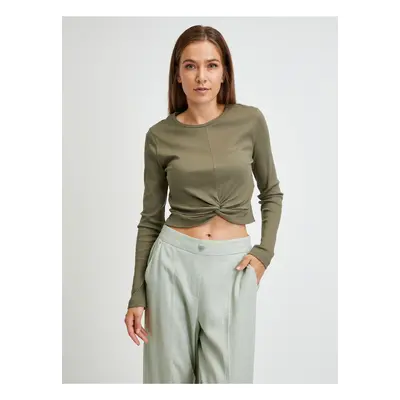 Khaki Long Sleeve T-Shirt Noisy May Drakey - Women's