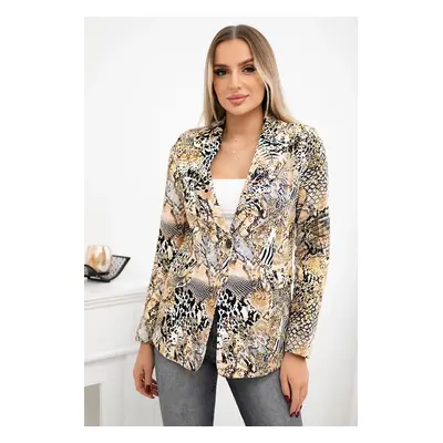 Turecki Printed cotton jacket with a button beige