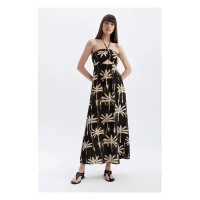 DEFACTO A-Line Neck Patterned Moroccan Maxi Dress