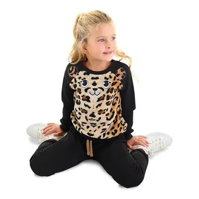 Denokids Plush Leopard Girl's Winter Tracksuit Set