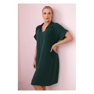 Kesi Włoski V-neck dress with collar dark green