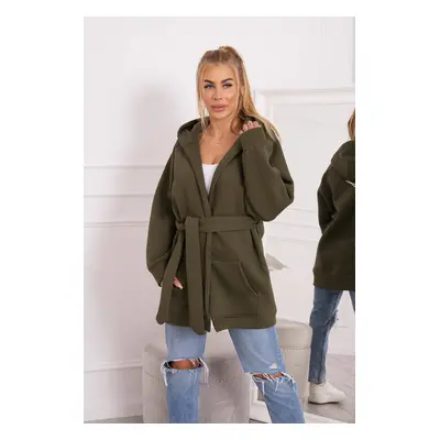 Insulated raincoat with khaki waist tie