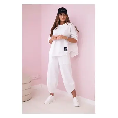 Punto ecru sweatshirt and trouser set