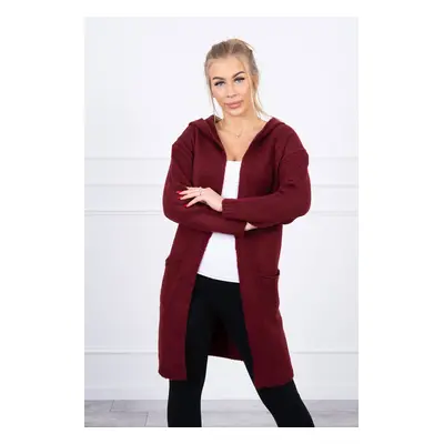 Kesi Plain sweater with a hood and pockets burgundy