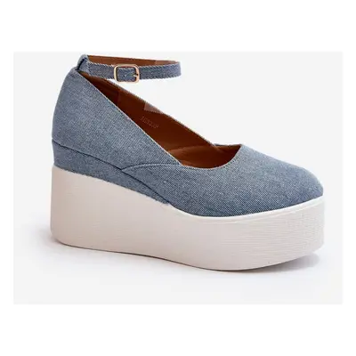 PS1 Női farmer Wedge Espadrilles Blue Malla