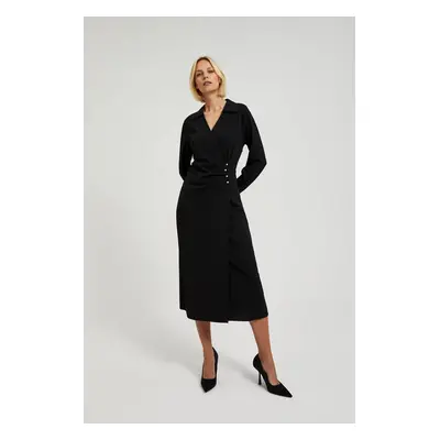 Women's midi shirt dress with decorative buttons MOODO - black