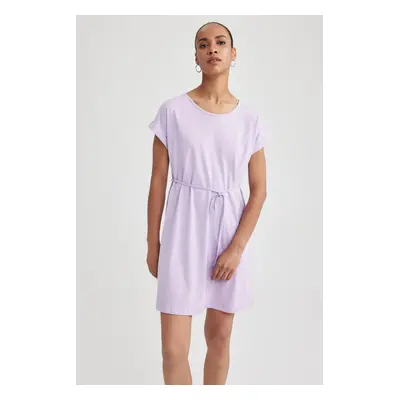 DEFACTO A-Line Crew Neck Short Sleeve 100% Cotton Dress