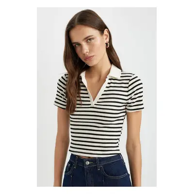 DEFACTO Slim Fit Striped Short Sleeve Polo T-Shirt