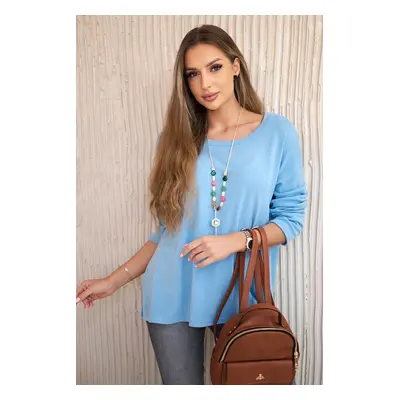 Kesi Włoski Blouse with necklace blue