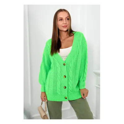 Kesi Buttoned sweater with puff sleeves green neon