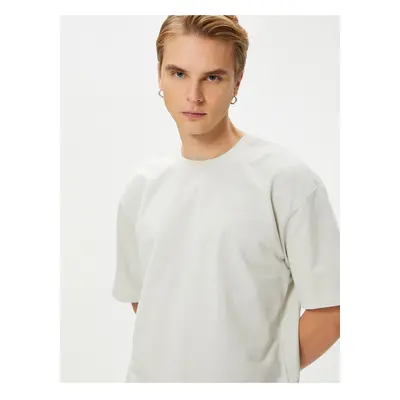 Koton Basic Oversize T-Shirt Crew Neck Off Shoulder Short Sleeve Cotton