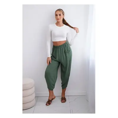 Kesi Włoski Trousers with wide leg and pockets khaki