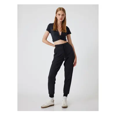 Koton High Waist Seam Detailed Drawstring Waist Pocket Jogger Sweatpants