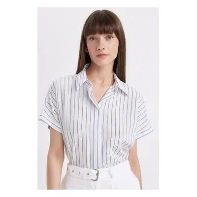 DEFACTO Oversize Wide Fit Striped Short Sleeve Shirt