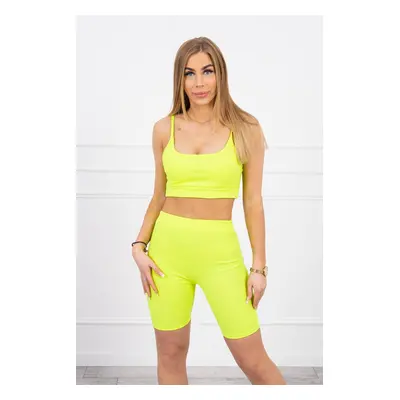 Set of high-waisted trousers in yellow neon colour