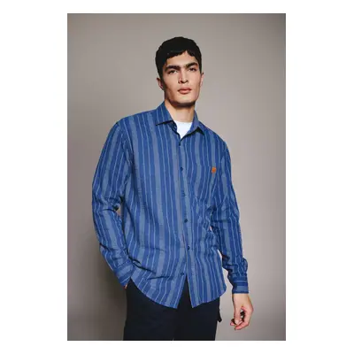 DEFACTO Regular Fit Pocket Detailed Striped Crepe Long Sleeve Shirt