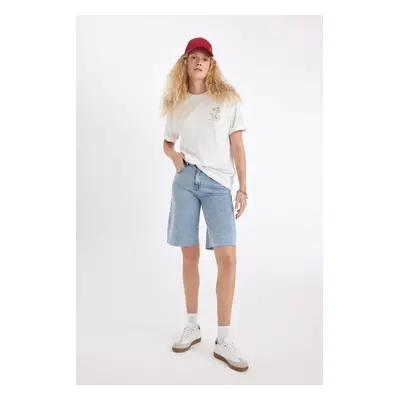 DEFACTO High Waist Jean Bermuda Shorts