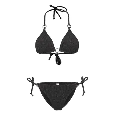 Trendyol Black Triangle Accessory Textured Bikini Set