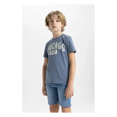 DEFACTO Boy&#39;s Crew Neck Printed Short Sleeve T-Shirt