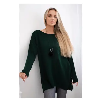 Sweater with necklace dark green