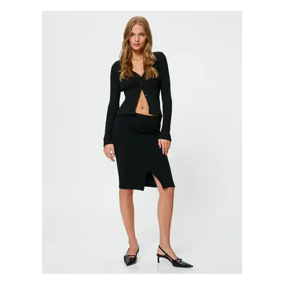 Koton Pencil Skirt Front Slit Standard Waist